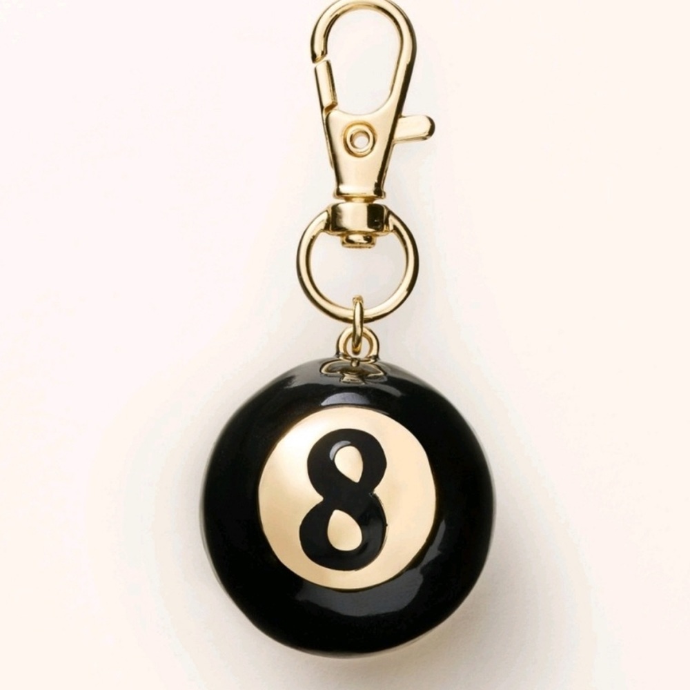 Kate spade Black and Gold 8 Ball Keychain bag charm
